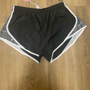 Simply Southern Black Snakeskin Print Lined Athletic Shorts Tie Waist Size M NWT